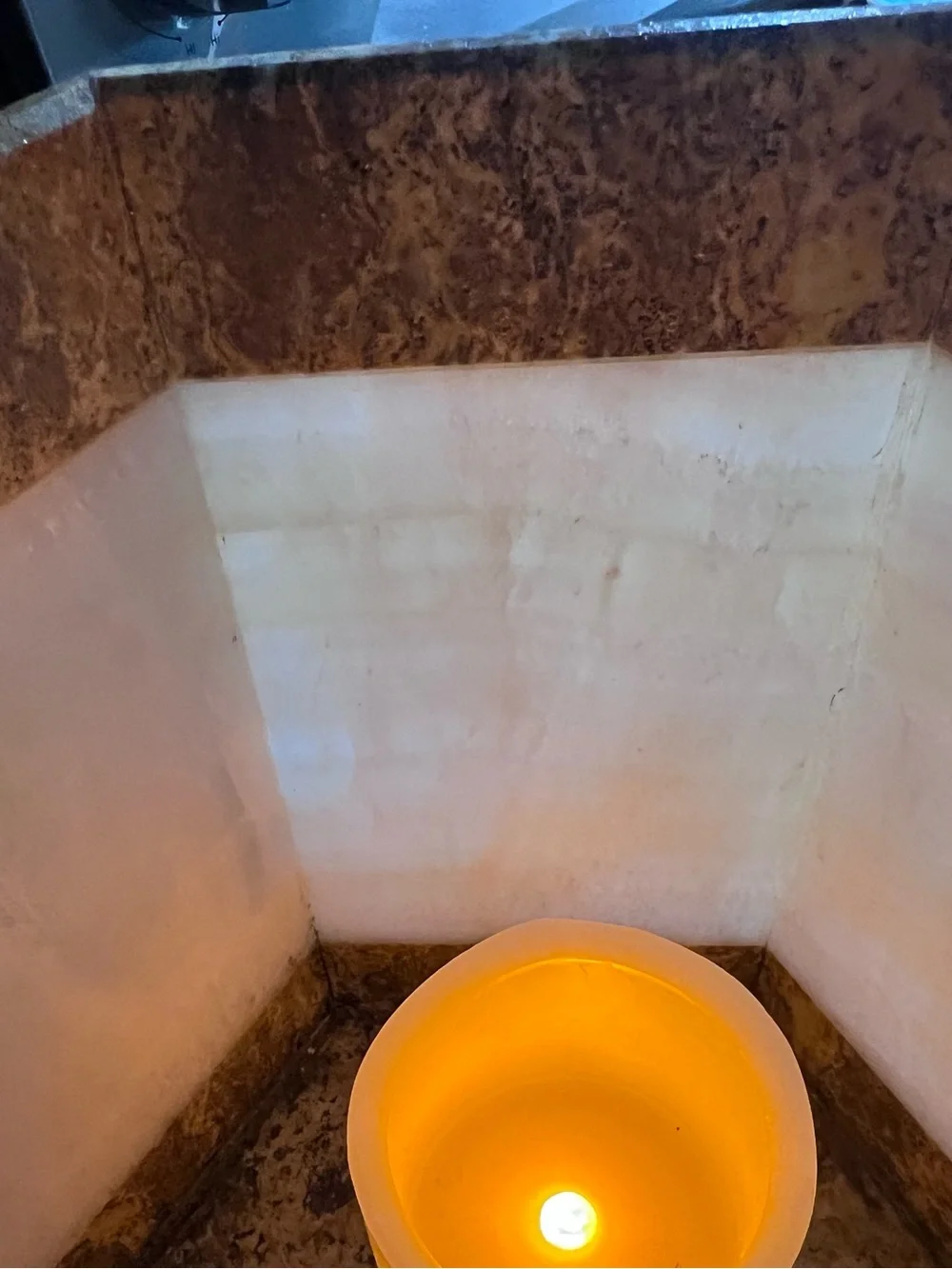 Large Vintage Waterstone White Onyx Candle Holder / Vase Handcrafted in Mexico